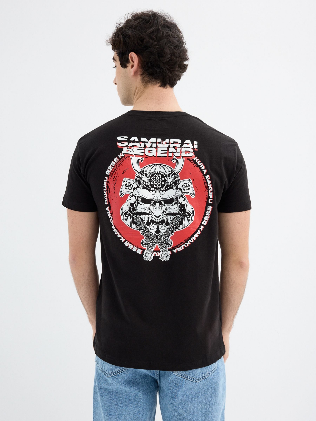 Camiseta manga corta Samurai Legend negro vista media trasera