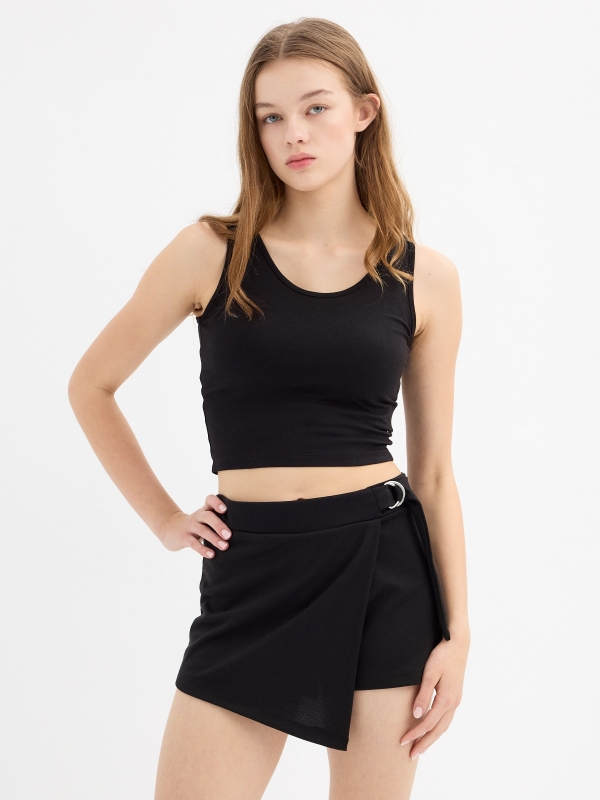 Metallic buckle skort