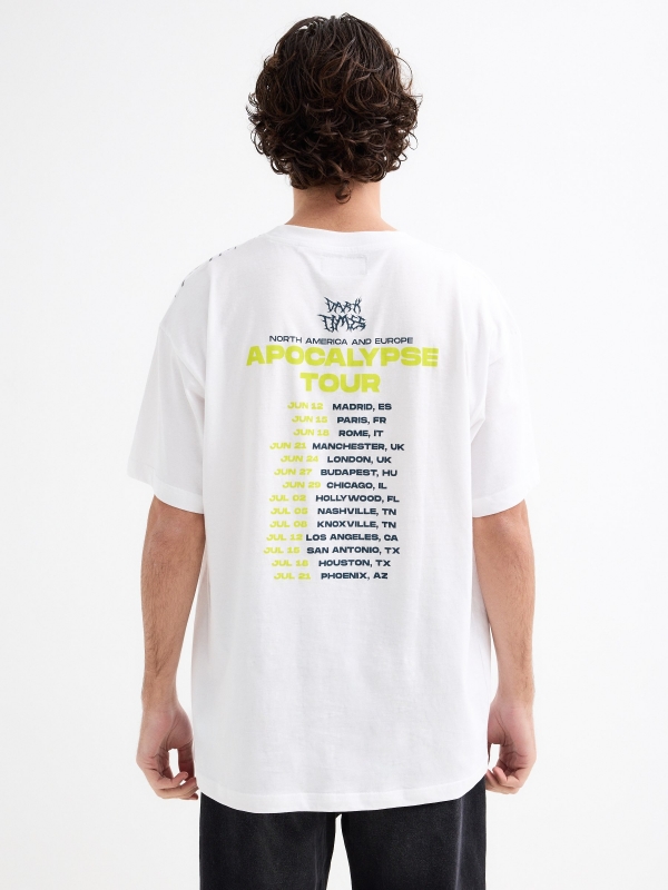 Camiseta manga corta Dark Times blanco vista media trasera