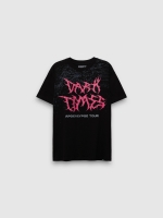 %Pto% Short sleeve t-shirt Dark Times black front view