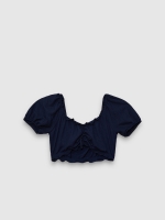 %Pto% Crop top with tie navy front view