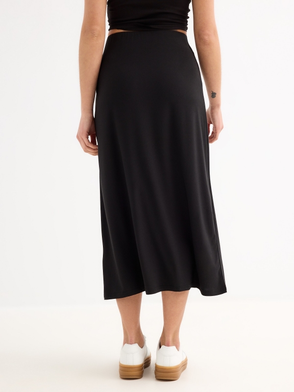 Plain midi skirt black general front view