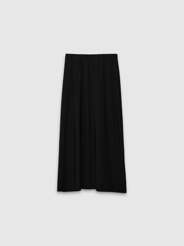  Plain midi skirt black front view