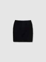 %Pto% Black mini paneled skirt black front view