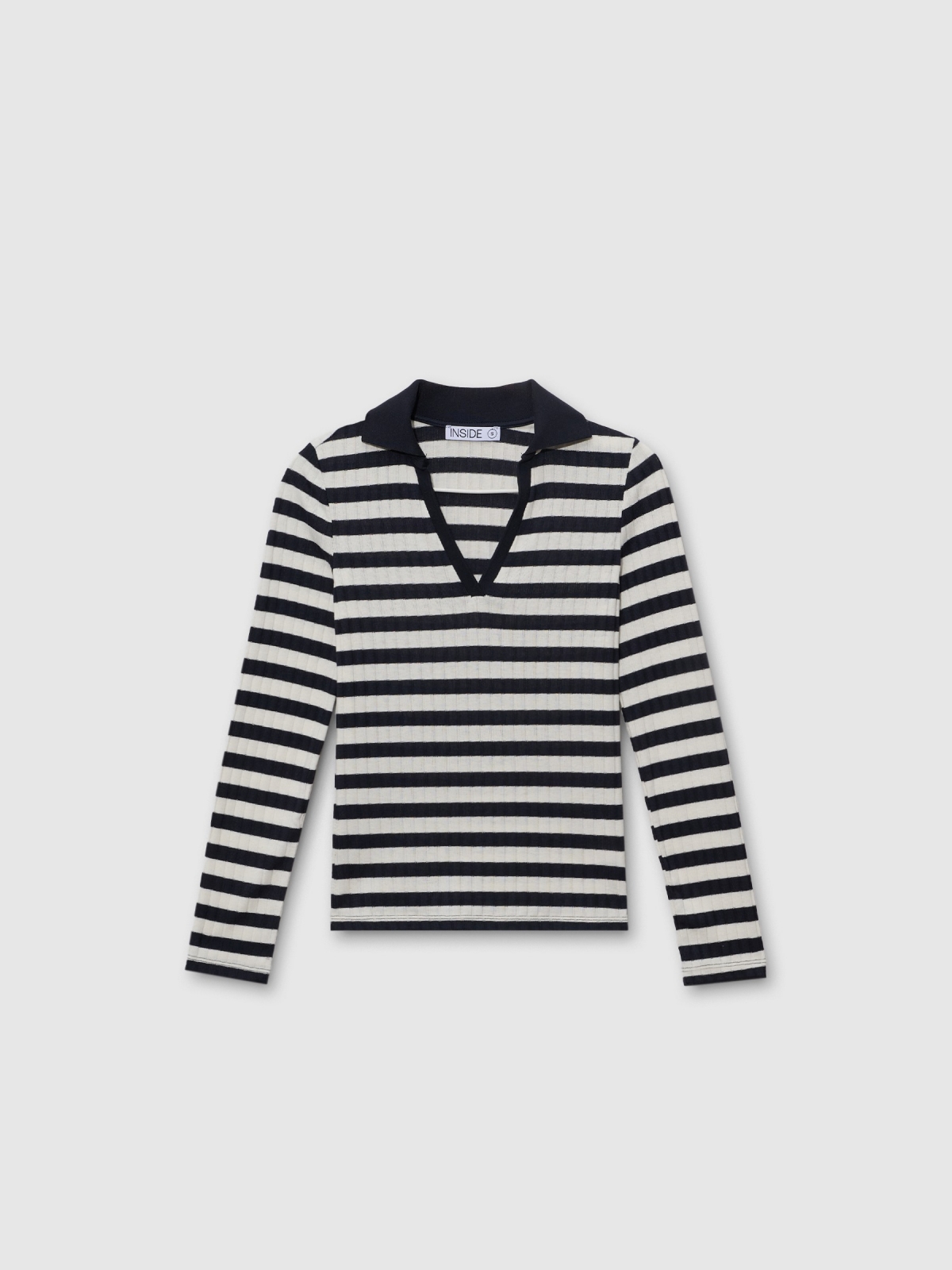 Ribbed long sleeve striped t-shirt navy detail view