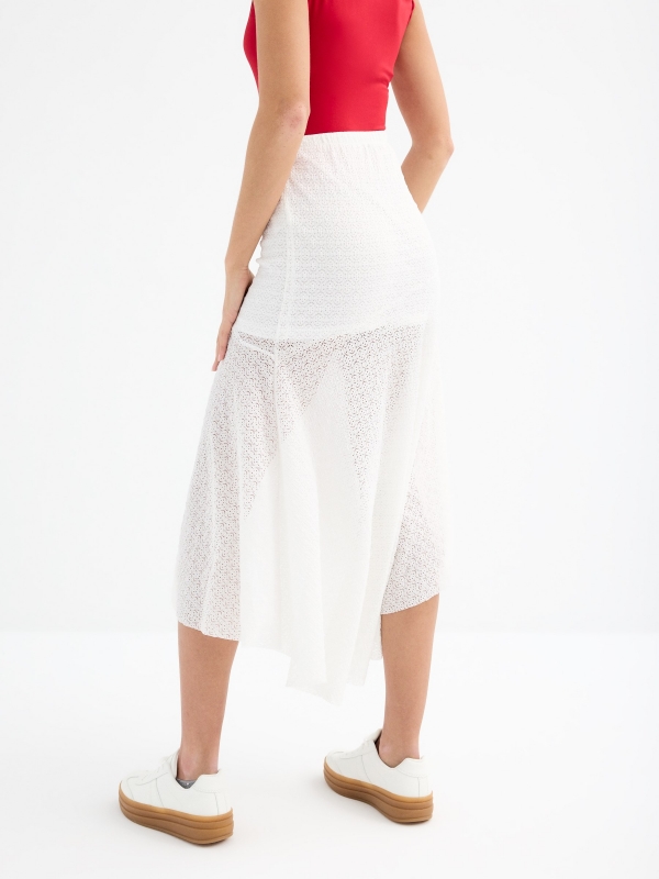 Asymmetric midi skirt white general front view