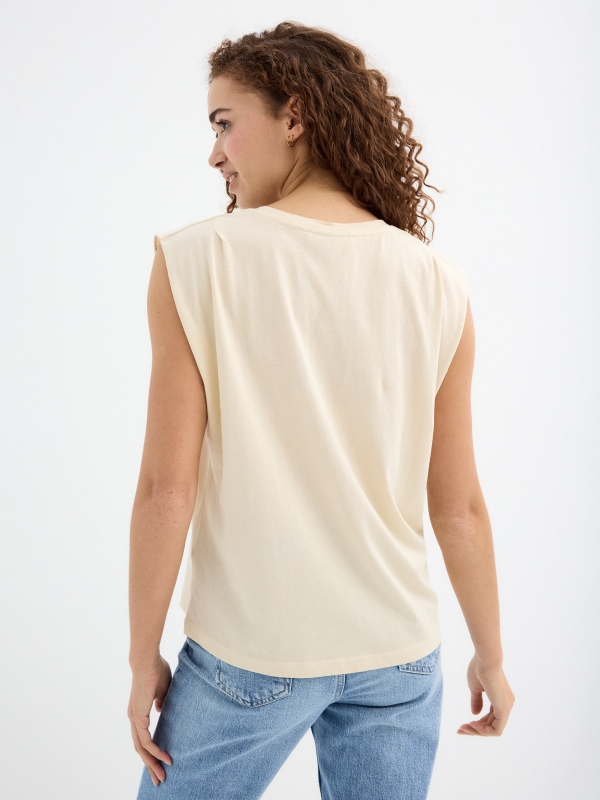 Sleeveless Rock and Roll shirt sand middle back view