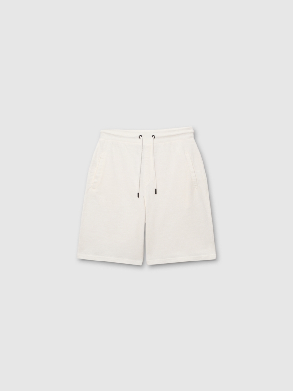  Bermudas tecido jersey off white vista frontal