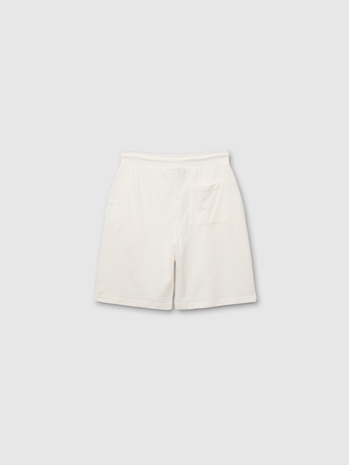 Bermudas tecido jersey off white vista traseira