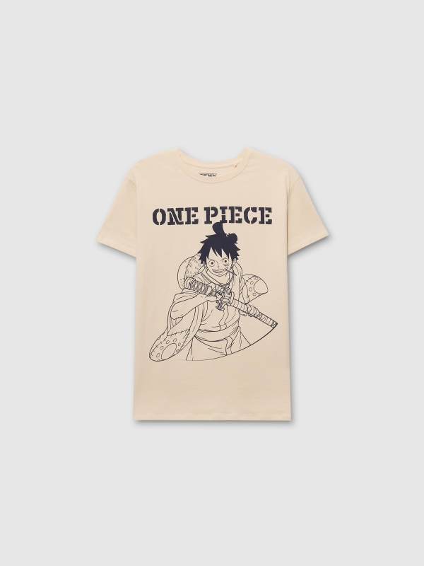  Camiseta de manga curta One Piece areia vista frontal