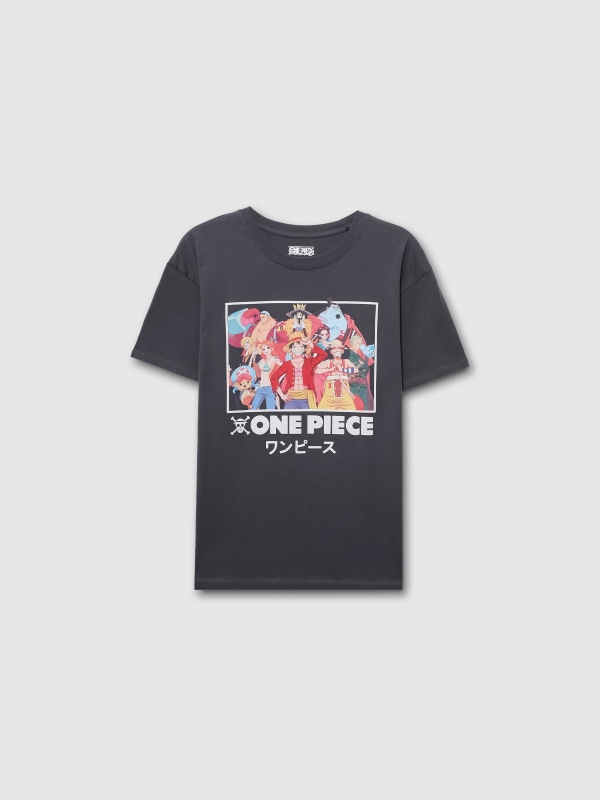  Camiseta de manga curta One Piece cinza escuro vista frontal