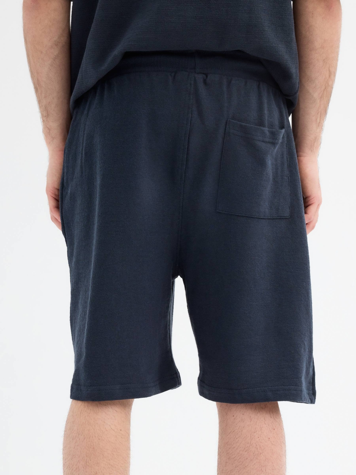 Jersey fabric bermuda shorts navy back detail view