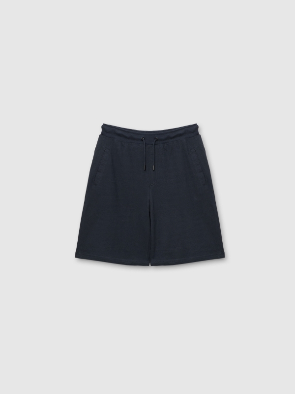  Jersey fabric bermuda shorts navy front view