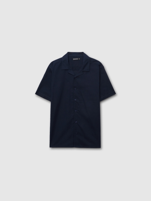  Short sleeve plain shirt navy front view