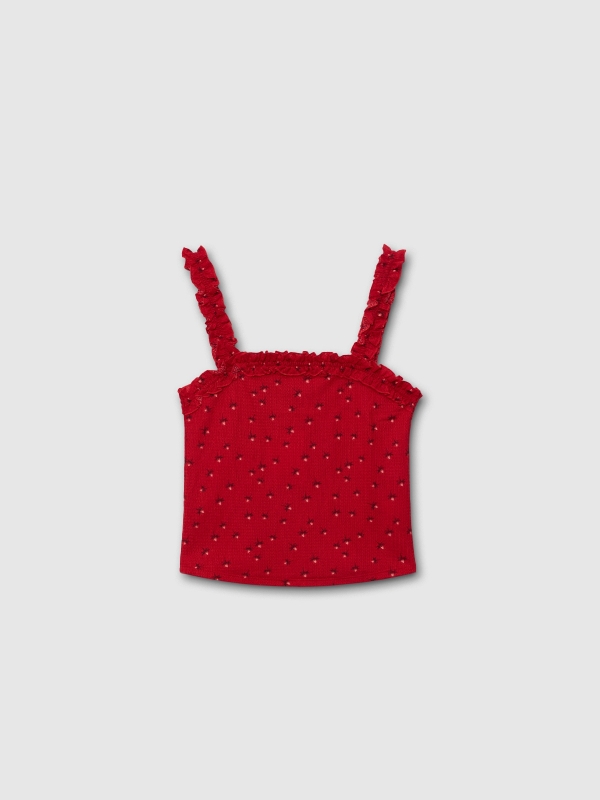  Ribbed tank top deep red front view