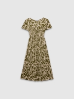 %Pto% Vestido midi estampado verde vista frontal
