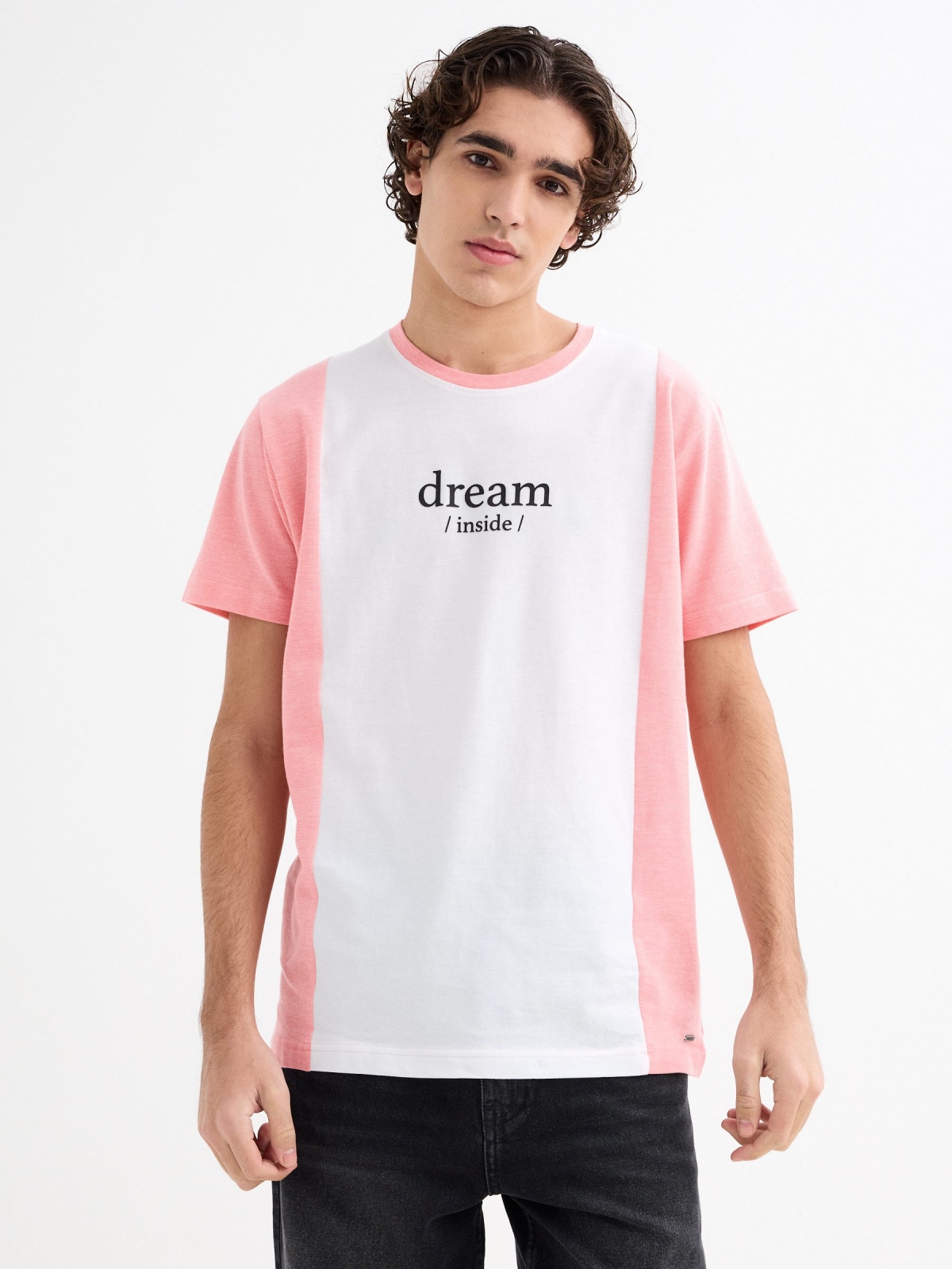 Colour Block T-shirt pink middle front view