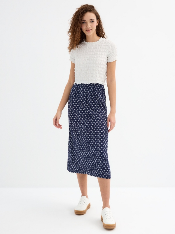 Starfish midi skirt navy middle front view