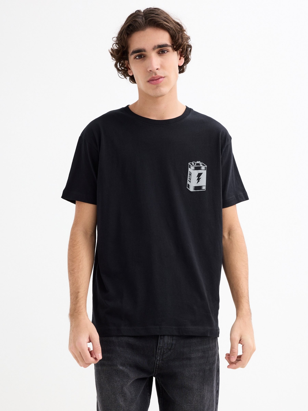 Camiseta manga curta Pila preto vista meia frontal