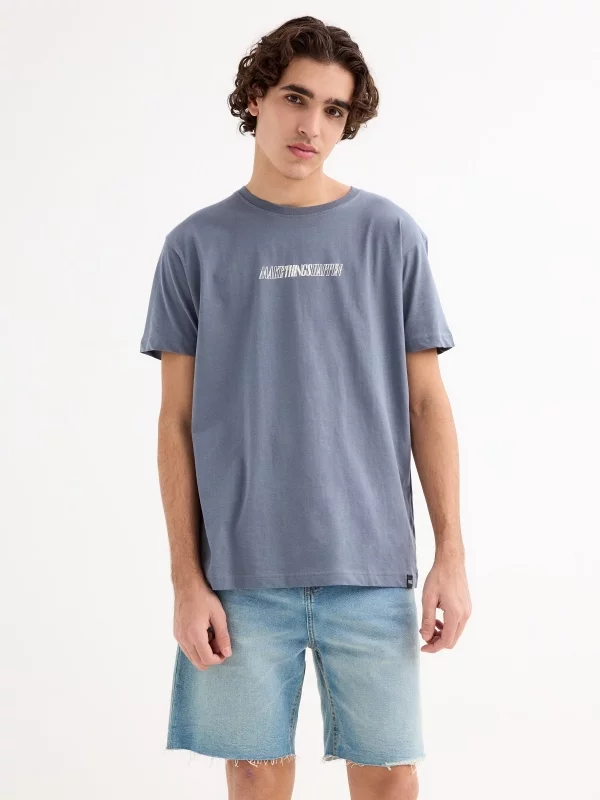 Short sleeve t-shirt Make Things Happen blue middle front view