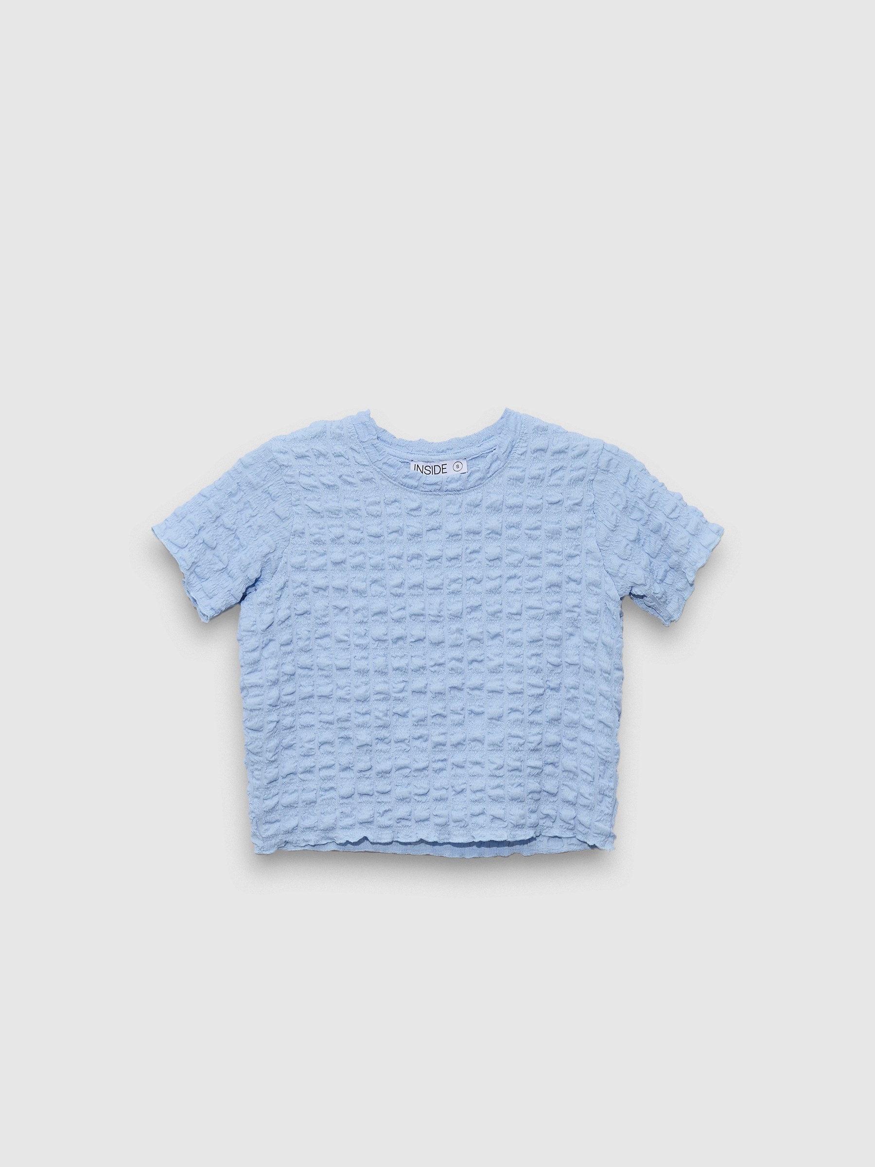 Camiseta manga corta Smock azul claro vista media frontal