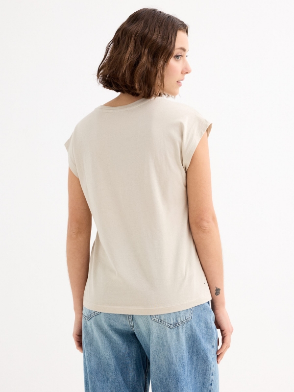 Short sleeve t-shirt Find Your Balance taupe middle back view