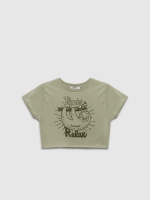 %Pto% Short sleeve crop top Time to Relax greyish green front view