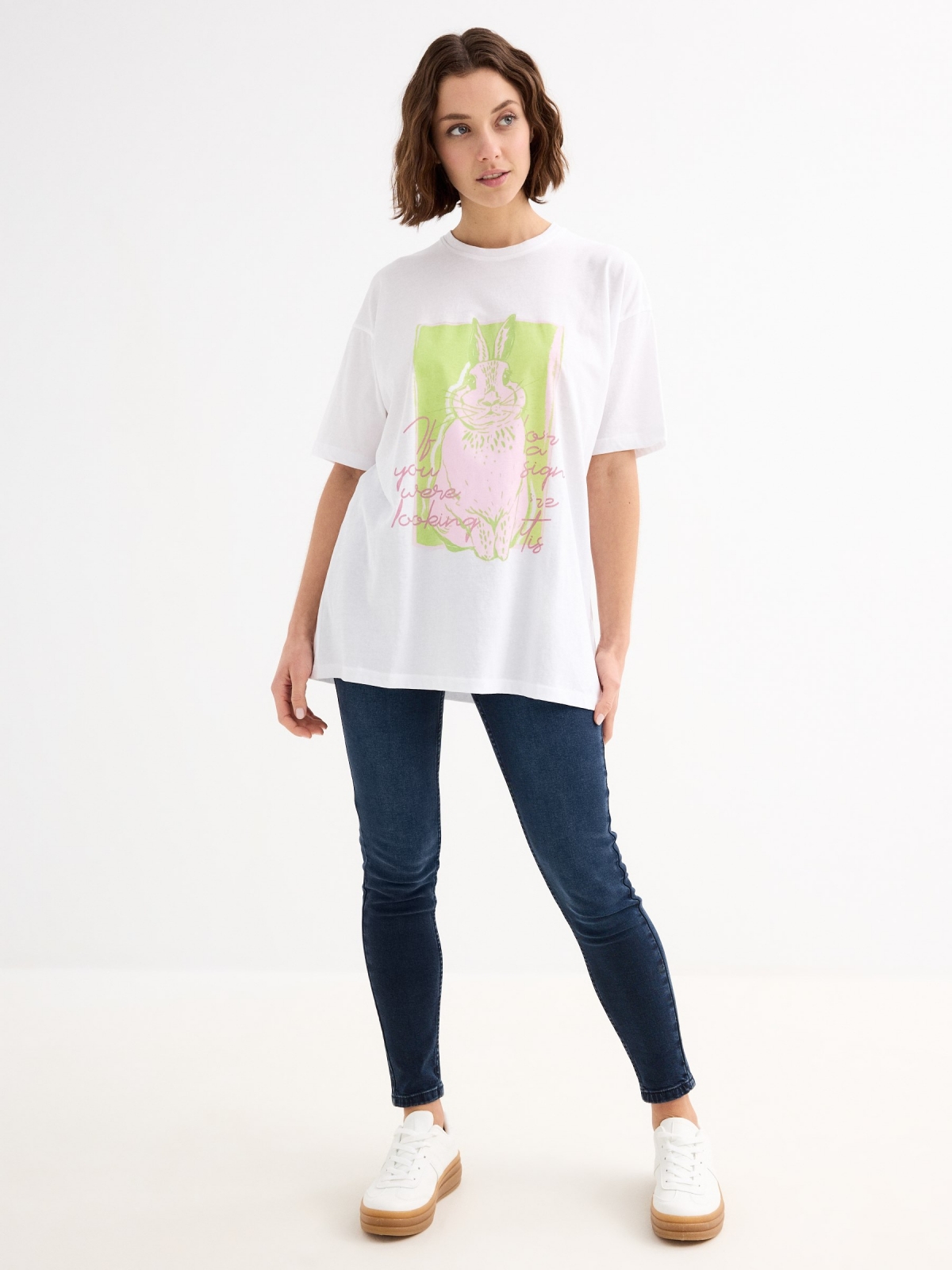 Short sleeve Rabbit t-shirt white general front view