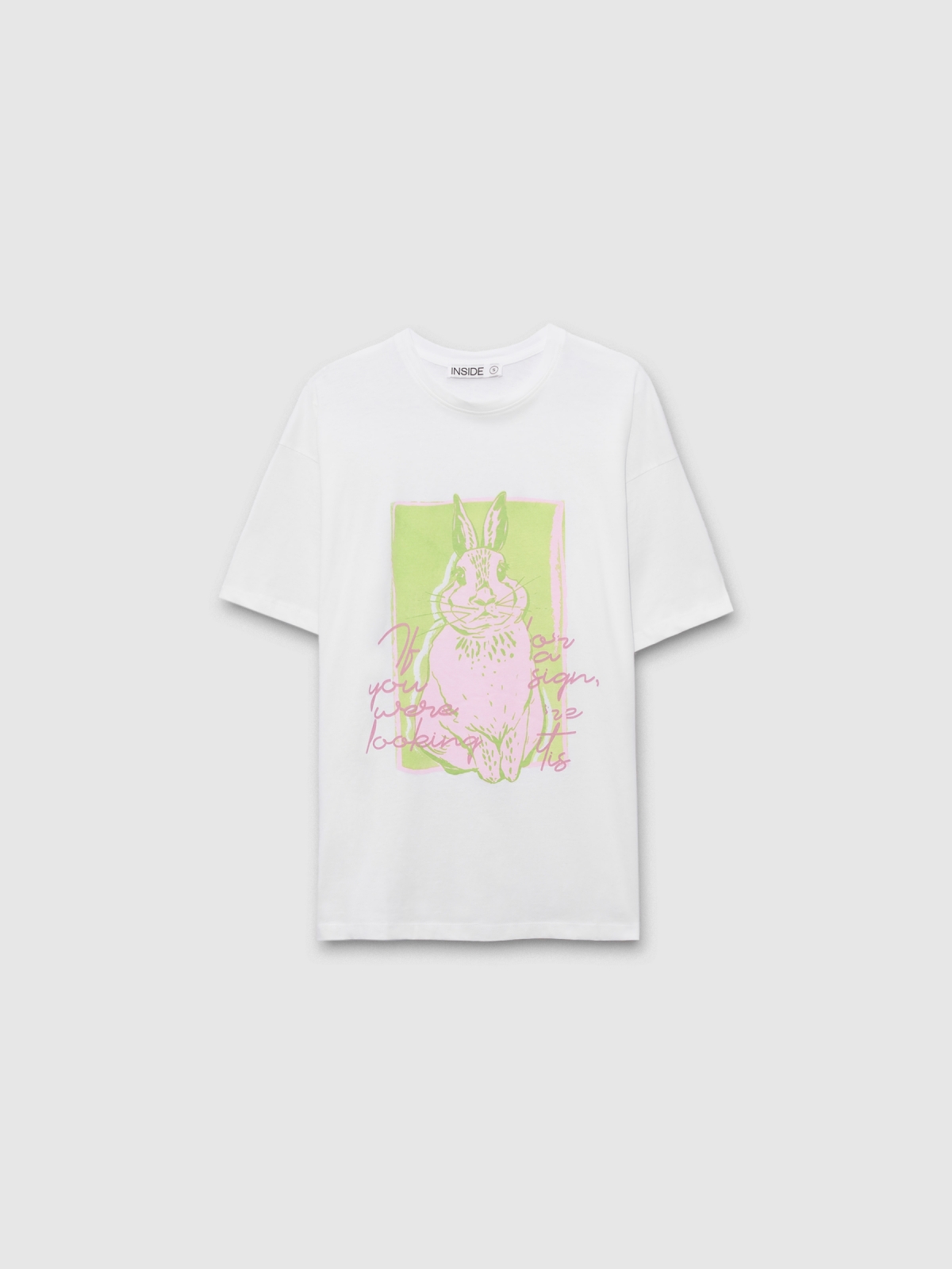  Camiseta de manga curta Rabbit branco vista frontal