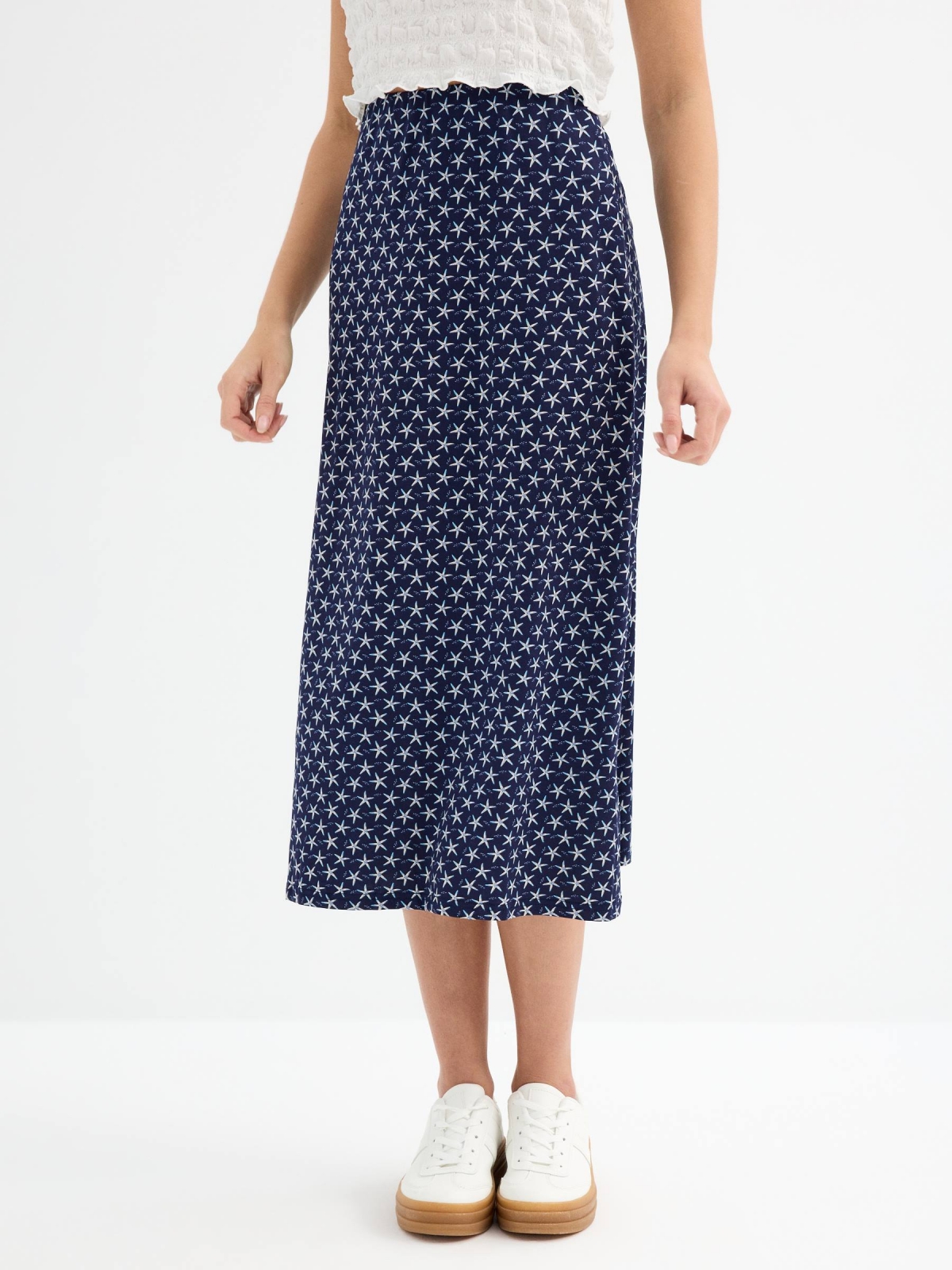 Starfish midi skirt navy middle back view