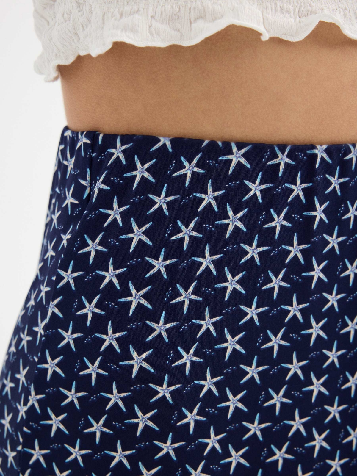 Starfish midi skirt navy front detail view