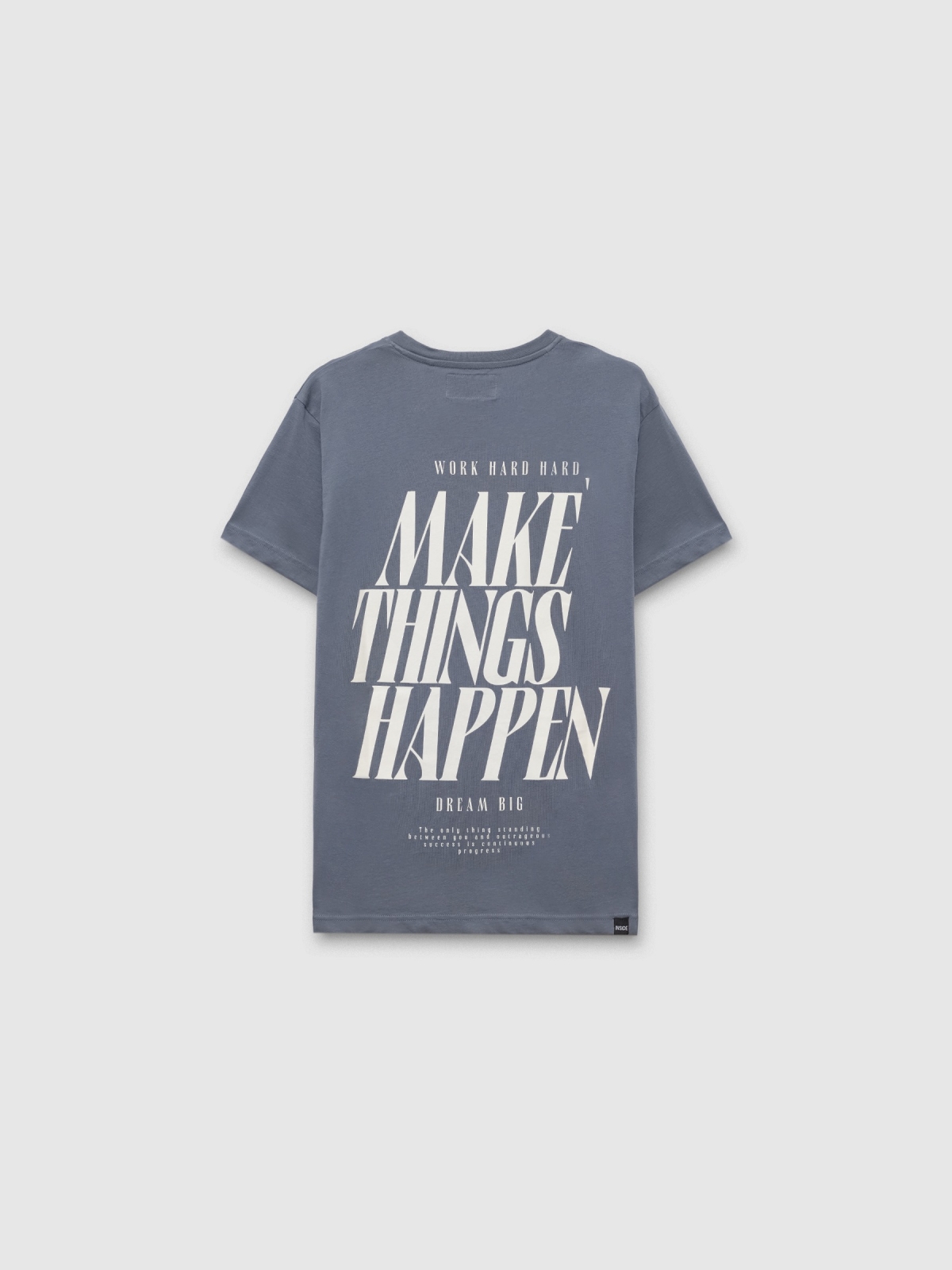 Short sleeve t-shirt Make Things Happen blue back view