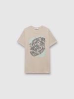%Pto% Camiseta de manga curta flores taupe vista frontal