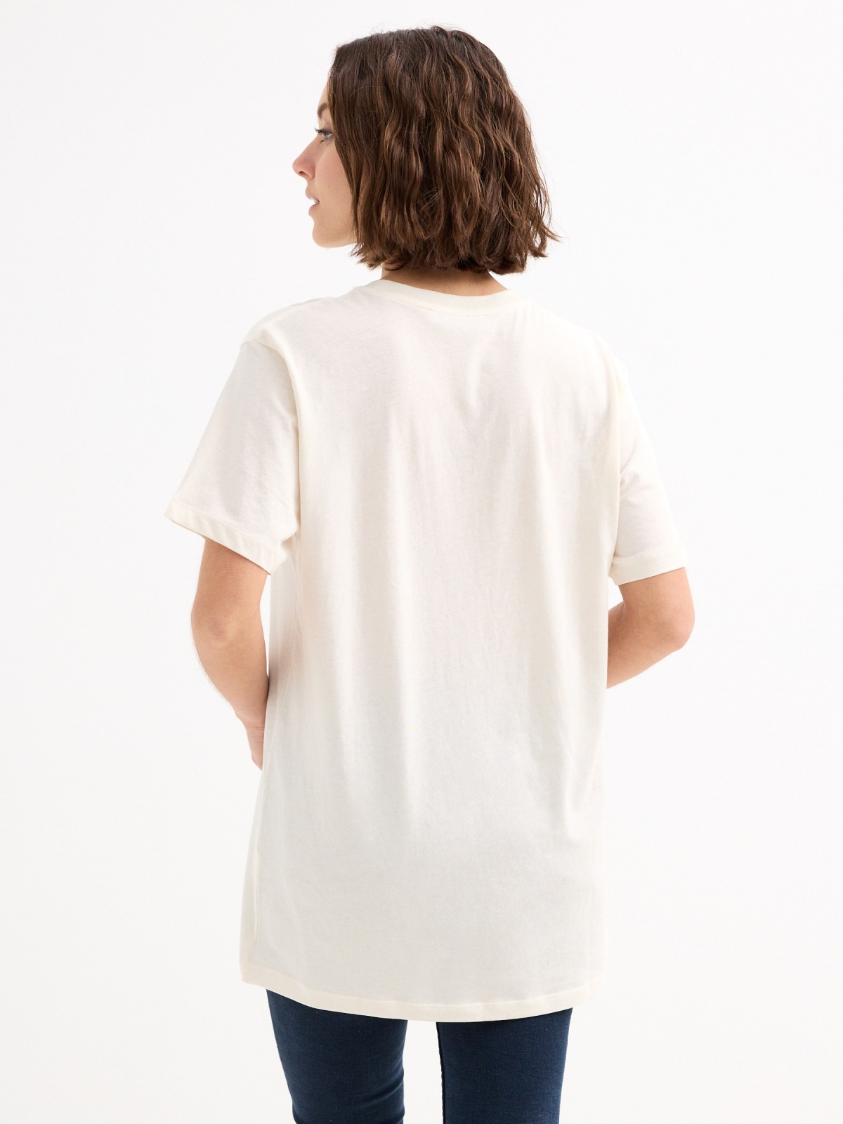 Short sleeve t-shirt Sun and Moon off white middle back view