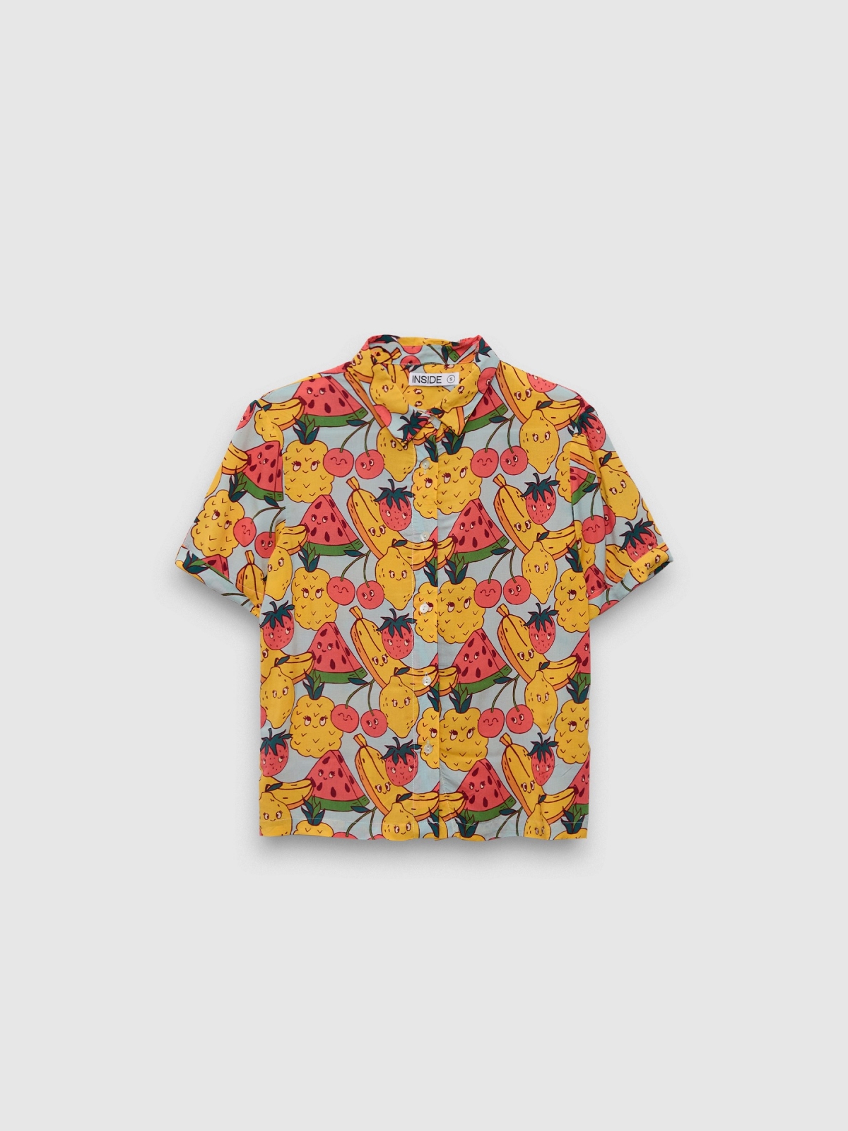  Short sleeve crop top Fruits multicolor front view