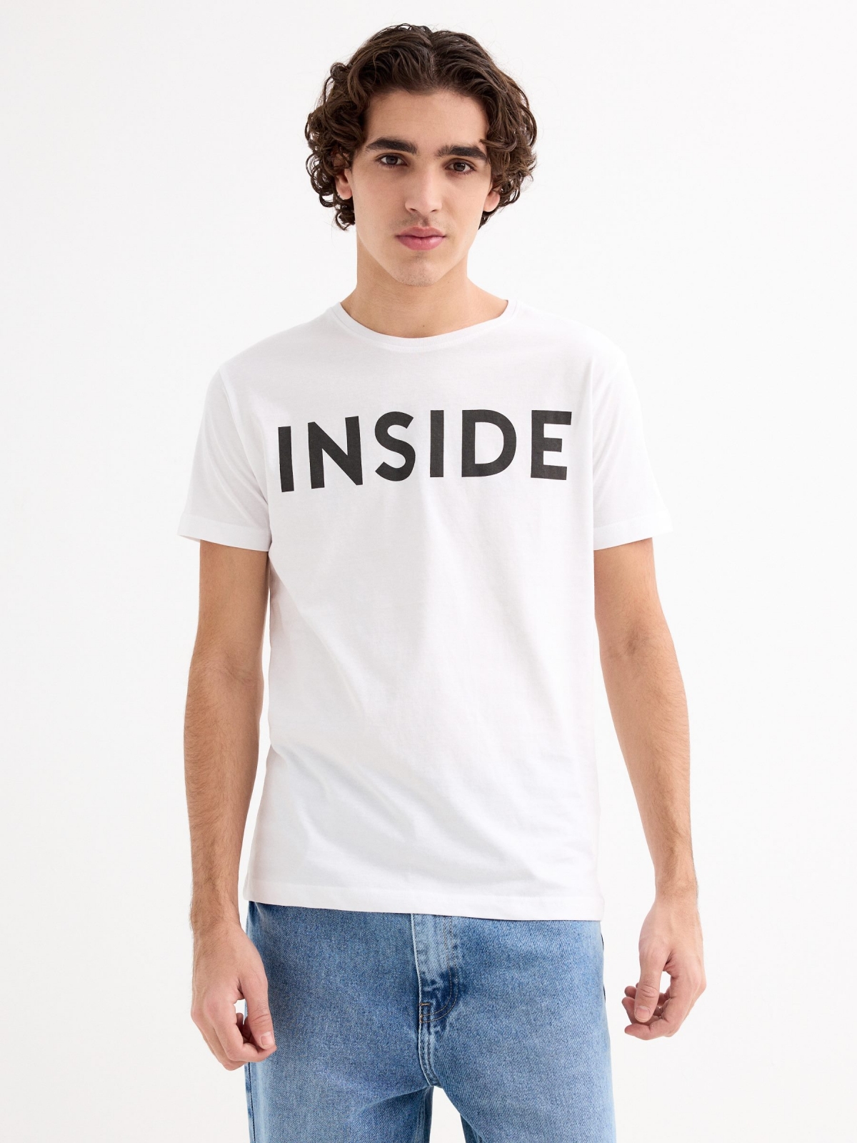 Camiseta básica INSIDE blanco vista media frontal