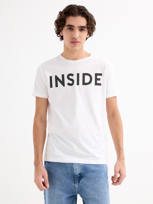 Camiseta básica INSIDE blanco vista media frontal