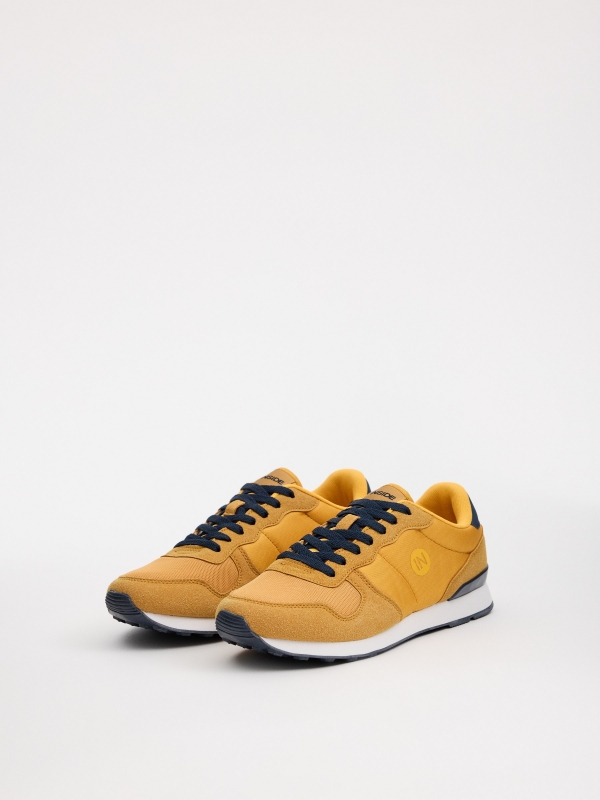 Casual low mustard sneakers mustard 45º front view