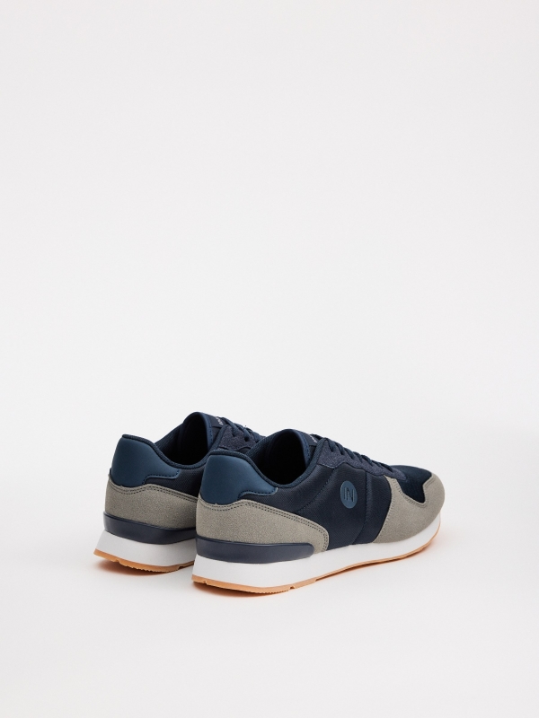 Navy Blue casual low sneakers navy 45º back view