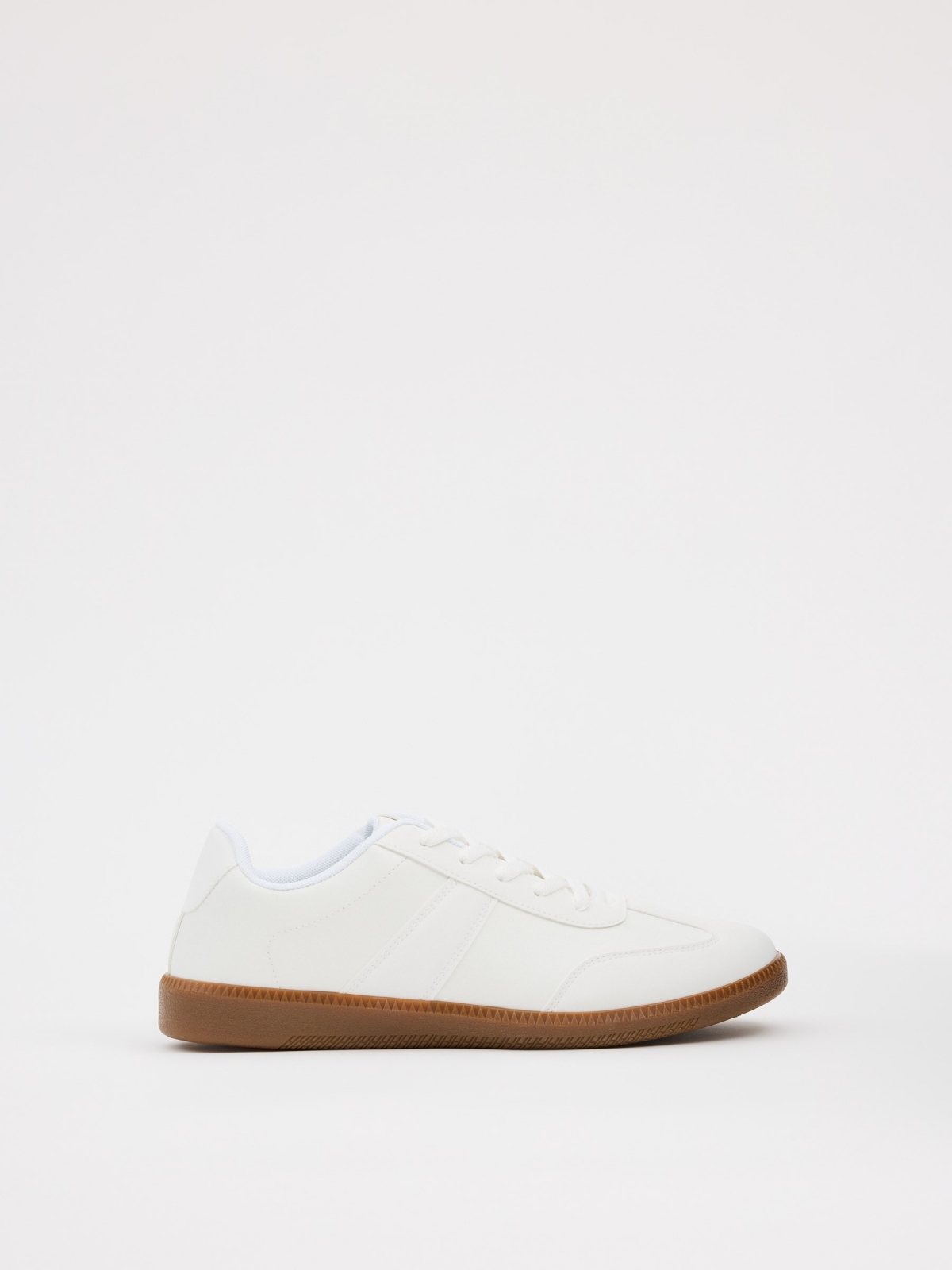 White retro low-top sneakers white profile view