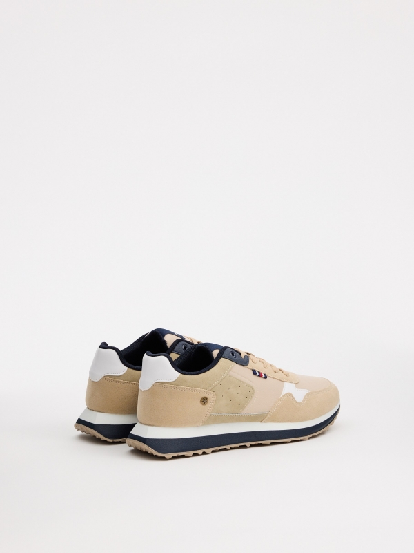 Casual low sneakers sand sand 45º back view