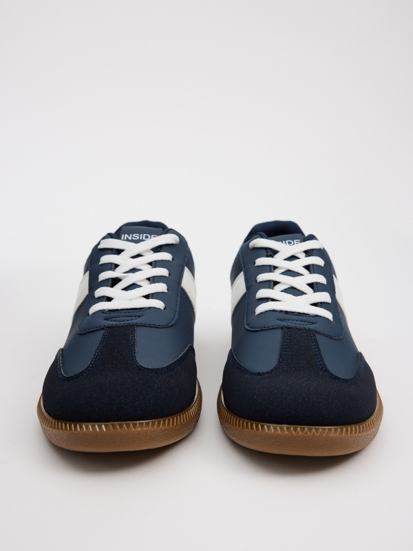 Blue retro low-top sneakers navy detail view