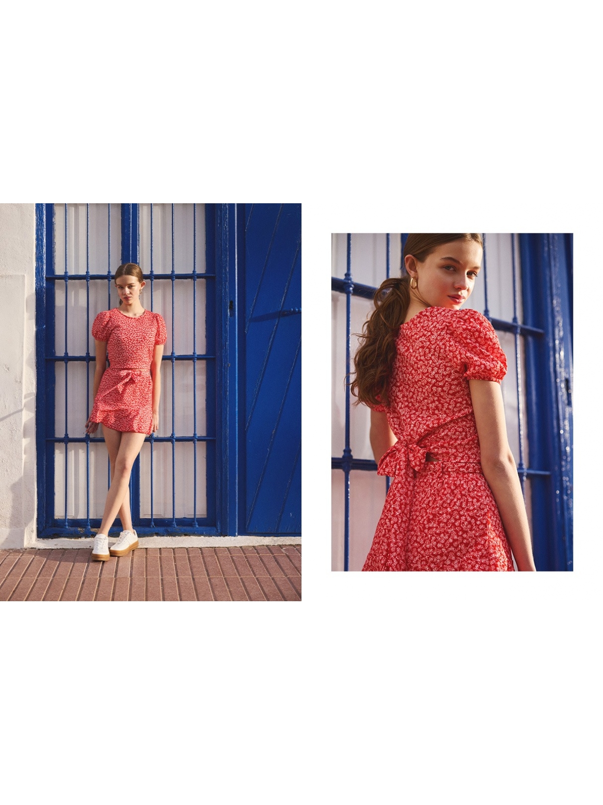 %NewExtra% Top floral lazo rojo intenso