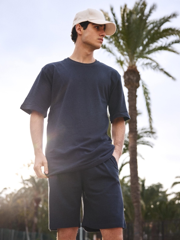  Short sleeve jersey fabric t-shirt navy