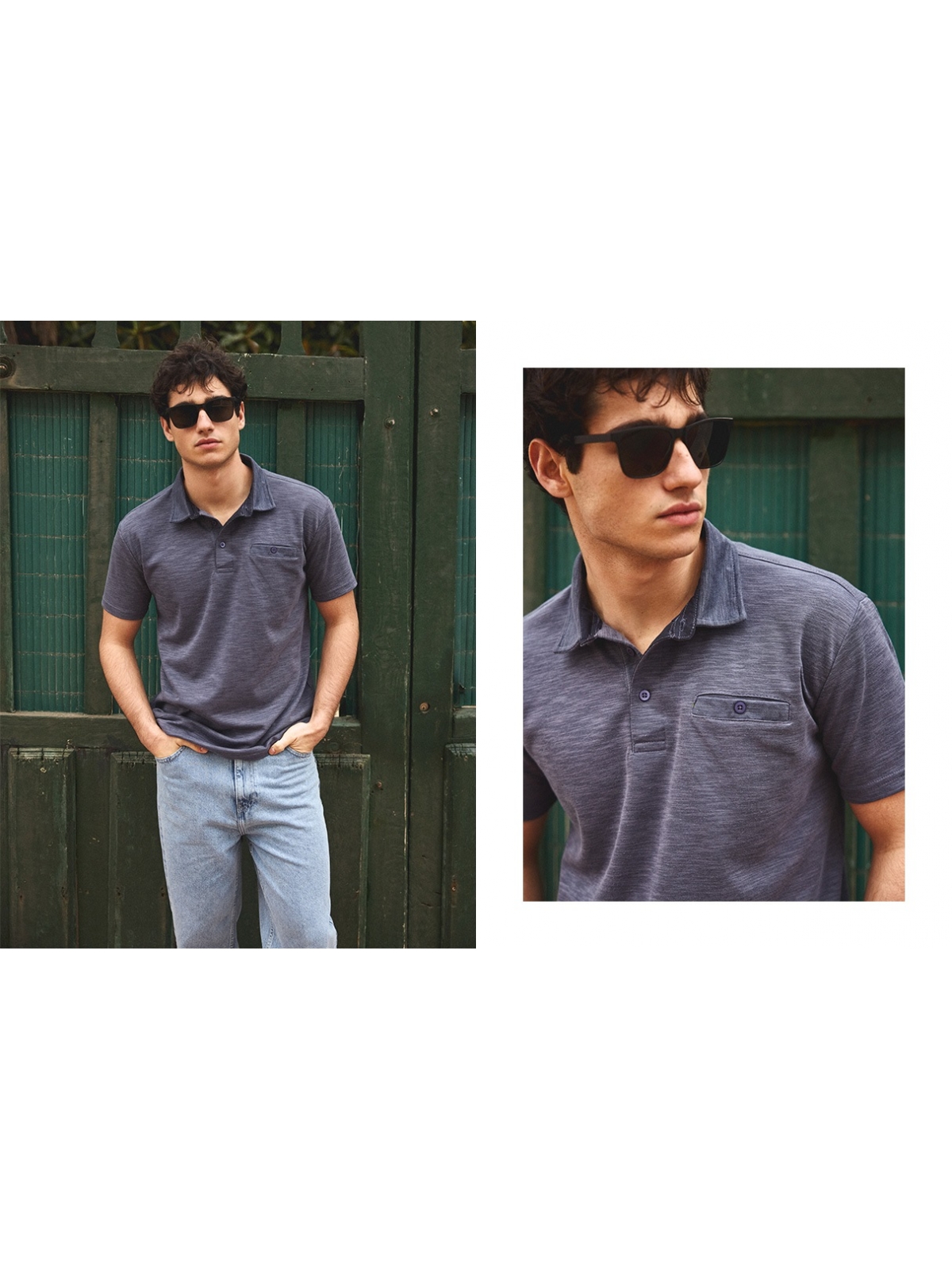 %NewExtra% Short sleeve polo with button pocket navy