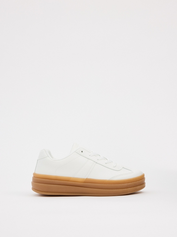 Retro sneakers with platform white profile view