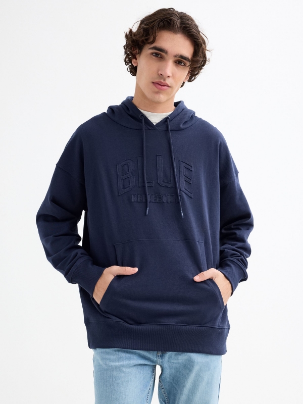 Blue Reflection hoodie navy middle front view