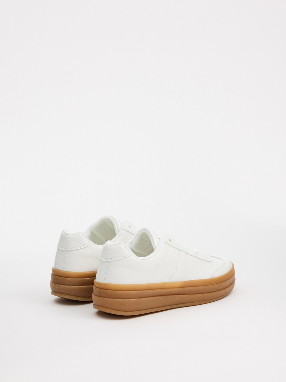 Retro sneakers with platform white 45º back view