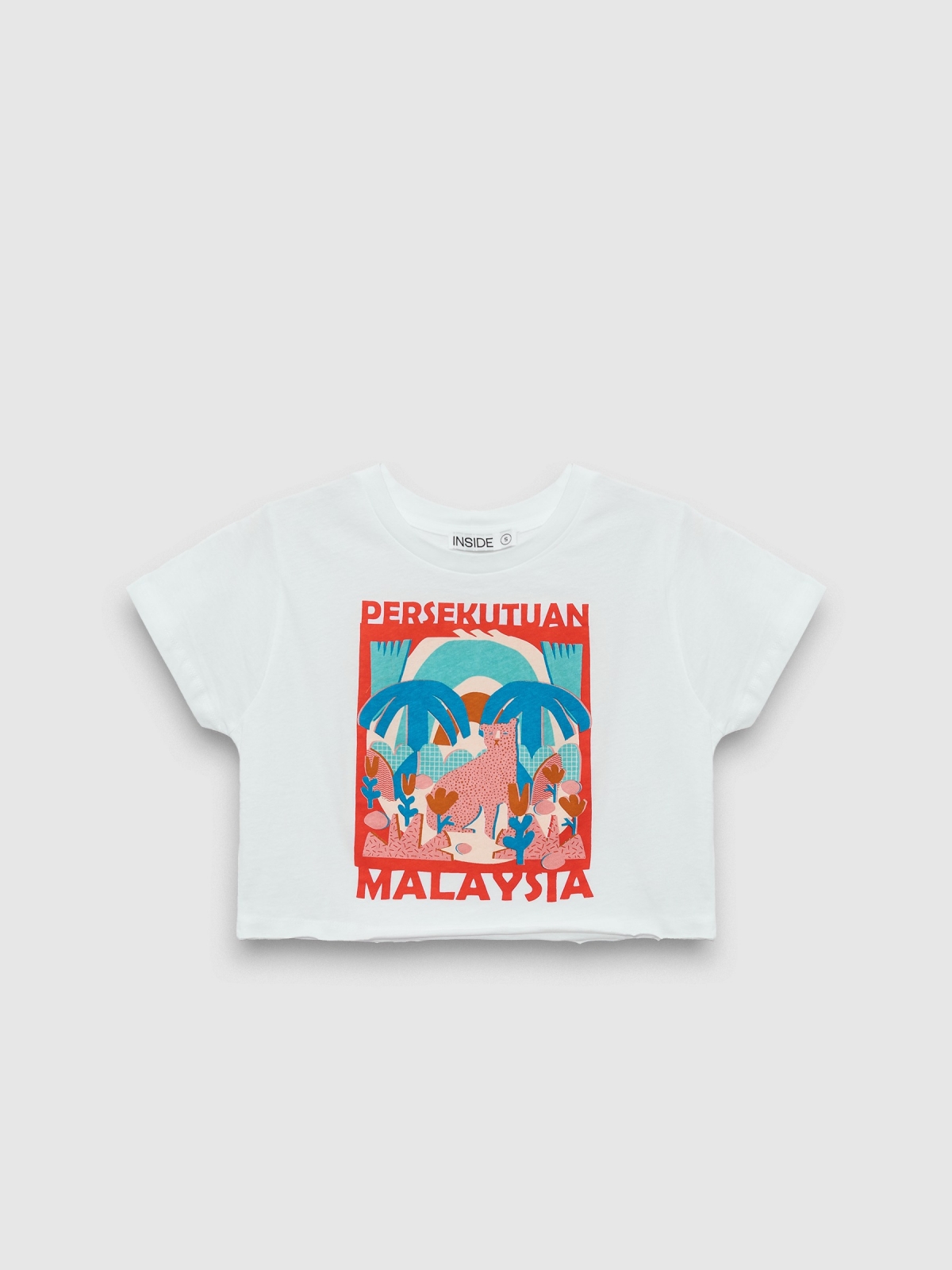  Camiseta manga corta crop Persekutuan blanco vista frontal