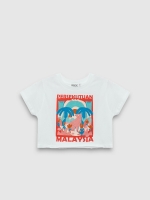 %Pto% Camiseta manga curta crop Persekutuan branco vista frontal